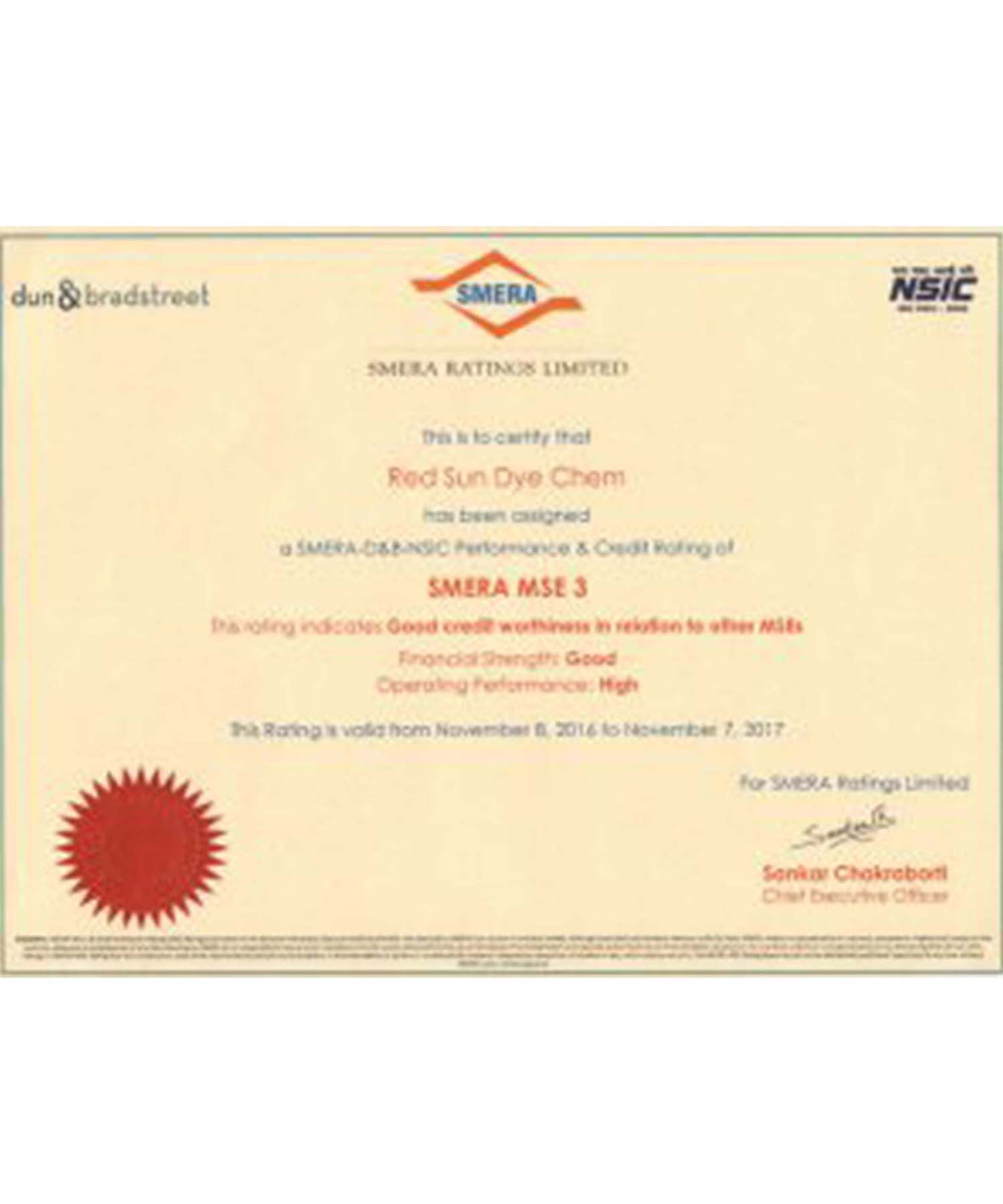 Certificates Red Sun Dye Chem